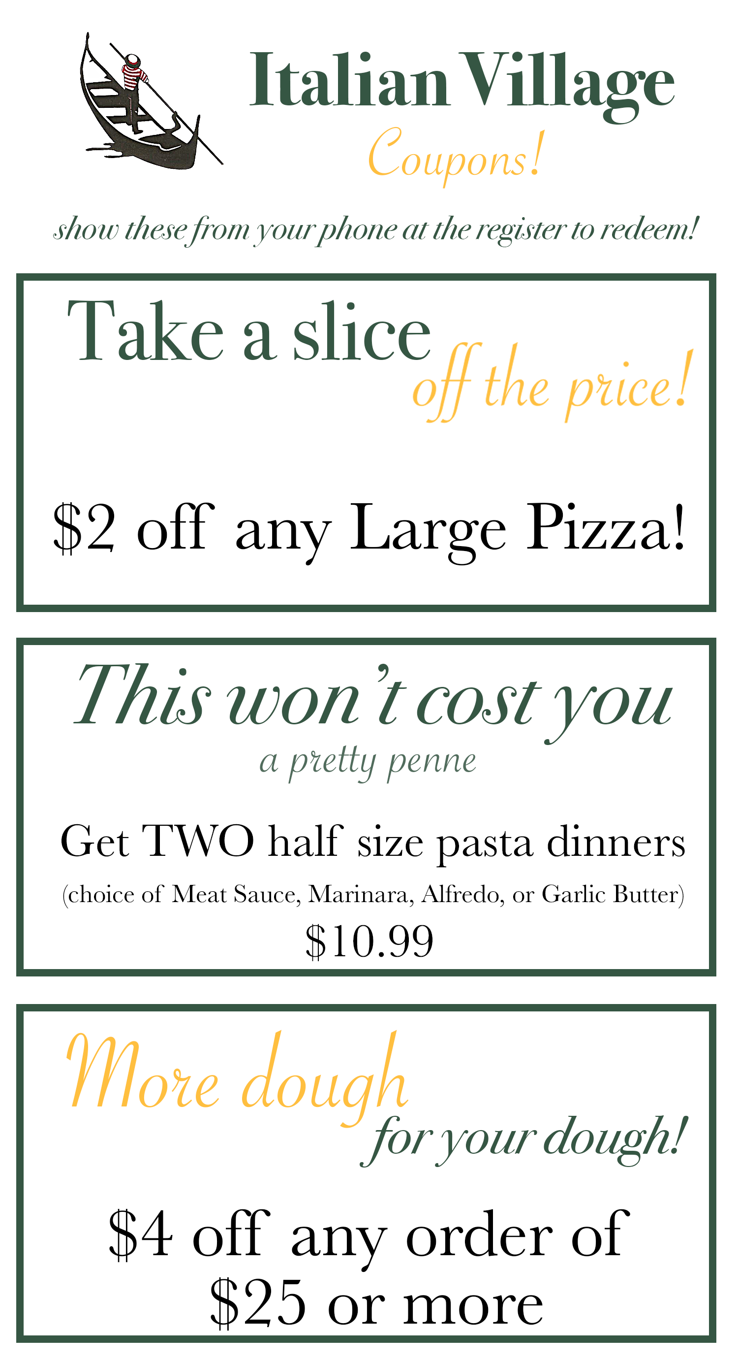 Italian village coupons